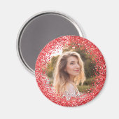 Faux Red Glitter Photo Magneet (Voorkant / Achterkant)
