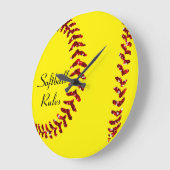 Faux Red Glitter Softball Stitches Grote Klok (Hoek)