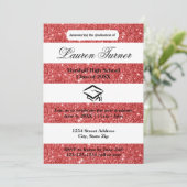 Faux Red Glitter Stripe - Aankondiging Afstudeerde (Staand voorkant)