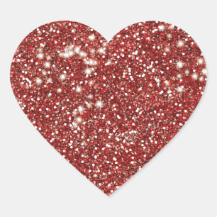 Faux Red Glitter Texture Kijk-achtig design Hart Sticker