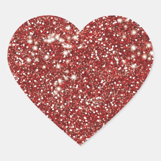 Faux Red Glitter Texture Kijk-achtig design Hart Sticker (Voorkant)