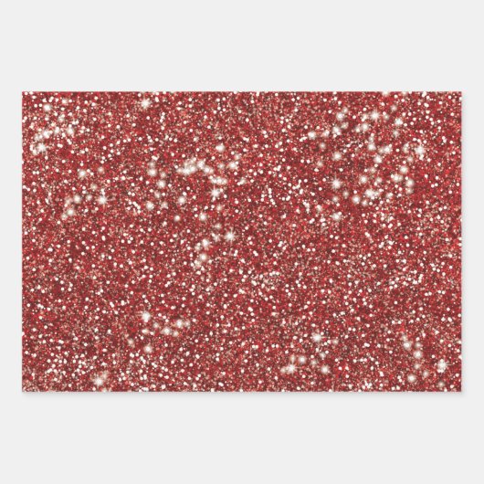 Faux Red Glitter Texture Kijk-achtig design Inpakpapier Vel (Voorkant 2)