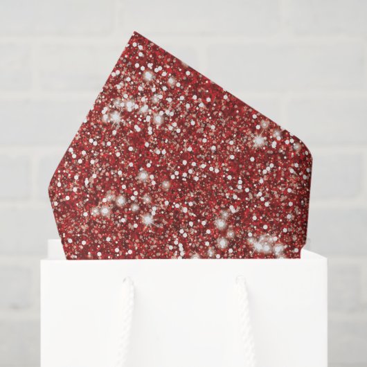 Faux Red Glitter Texture Kijk-achtig design Tissuepapier (Cadeauzakje)