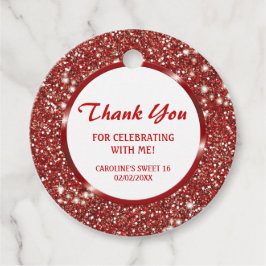 Faux Red Glitter Texture Kijk - Dank u Bedankjes Labels
