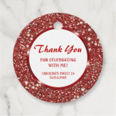 Faux Red Glitter Texture Kijk - Dank u Bedankjes Labels (Voorkant)