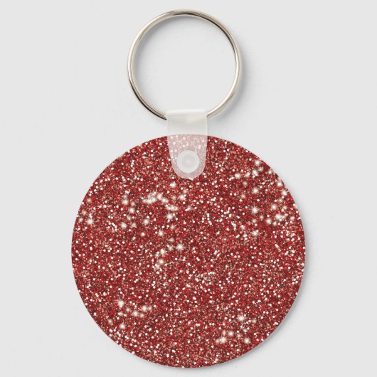 Faux Red Glitter Textuur en aangepast monogram Sleutelhanger (Achterkant)