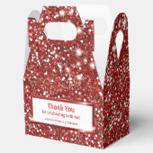 Faux Red Glitter-textuur met aangepaste tekst Bedankdoosjes (Geopend)