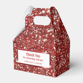 Faux Red Glitter-textuur met aangepaste tekst Bedankdoosjes