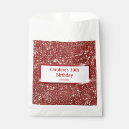 Faux Red Glitter-textuur met aangepaste tekst Bedankzakje
