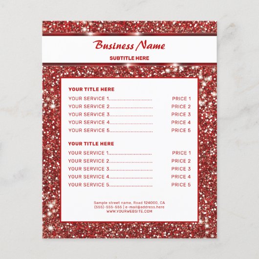 Faux Red Glitter-textuur met aangepaste tekst Flyer (Voorkant)
