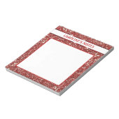 Faux Red Glitter-textuur met aangepaste tekst Notitieblok (Linkerzijde)
