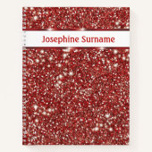Faux Red Glitter-textuur met aangepaste tekst Notitieboek (Voorkant)