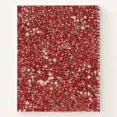 Faux Red Glitter-textuur met aangepaste tekst Notitieboek (Achterkant)