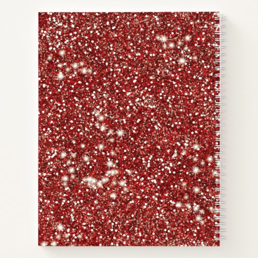 Faux Red Glitter-textuur met aangepaste tekst Notitieboek (Achterkant)