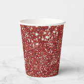 Faux Red Glitter-textuur met aangepaste tekst Papieren Bekers (Achterkant)
