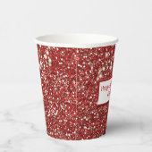 Faux Red Glitter-textuur met aangepaste tekst Papieren Bekers (Rechts)