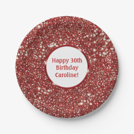 Faux Red Glitter-textuur met aangepaste tekst Papieren Bordje