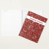 Faux Red Glitter-textuur met aangepaste tekst Planner (Display)