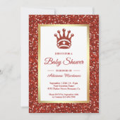 Faux Red Glitter Tiara Princess Baby shower Kaart (Voorkant)