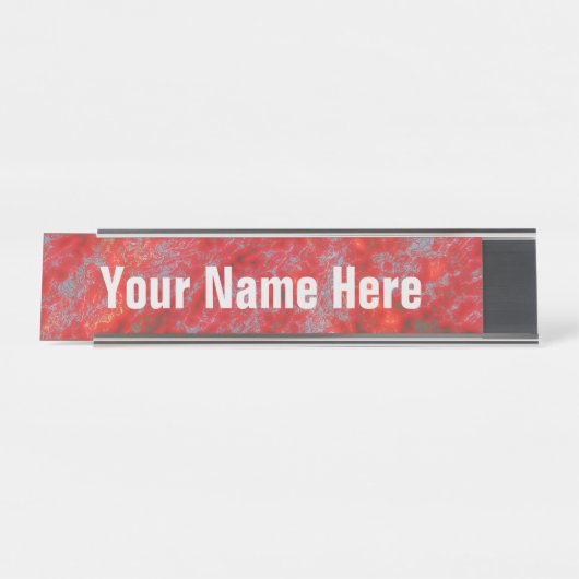Faux Red Marble Name Bord Bureau Naambordje (Voorkant)