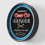Faux Red Neon Classic Car Garage Slogan Naam (Hoek)