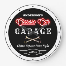 Faux Red Neon Klassieke auto Garage   
