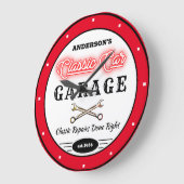 Faux Red Neon Klassieke auto Garage Grote Klok (Hoek)