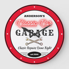 Faux Red Neon Klassieke auto Garage Grote Klok