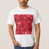 Faux Red Sequin Afbeelding Achtergrond T-shirt (Voorkant)