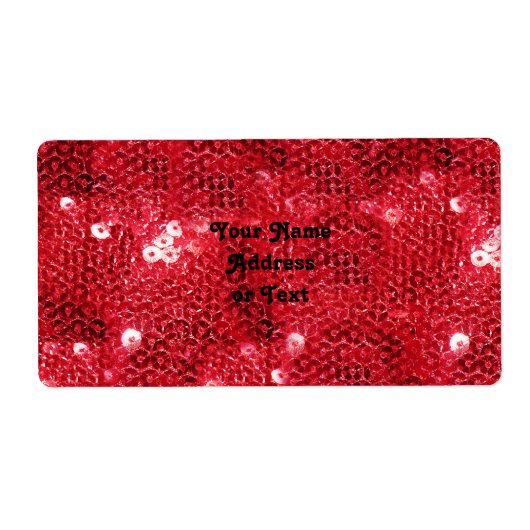 Faux Red Sequin Pattern Afbeelding Etiket (Voorkant)