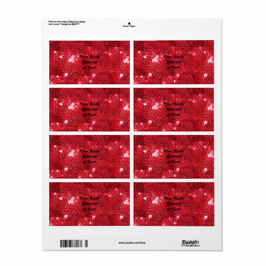 Faux Red Sequin Pattern Afbeelding Etiket (Full Sheet)