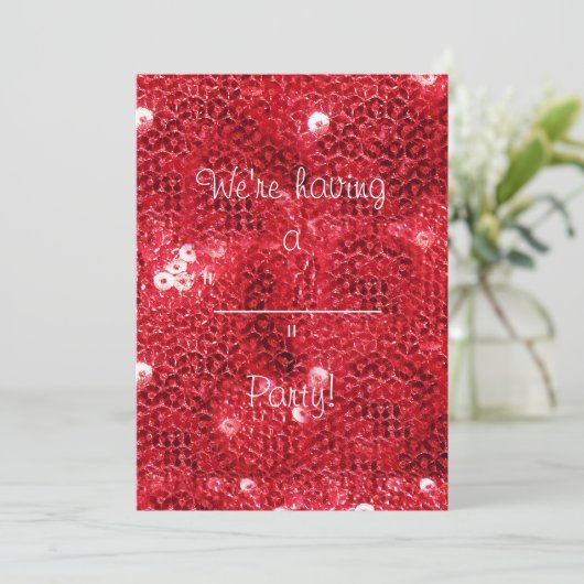 Faux Red Sequin Pattern Afbeelding Kaart (Staand voorkant)