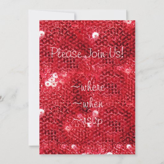 Faux Red Sequin Pattern Afbeelding Kaart (Achterkant)