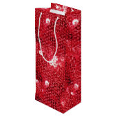 Faux Red Sequin Pattern Afbeelding Wijn Cadeautas (Achterkant Gekanteld)