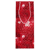 Faux Red Sequin Pattern Afbeelding Wijn Cadeautas (Achterkant)