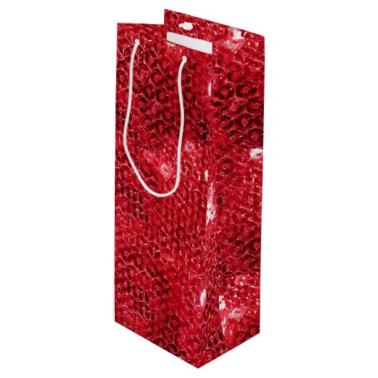 Faux Red Sequin Pattern Afbeelding Wijn Cadeautas (Voorkant Gekanteld)