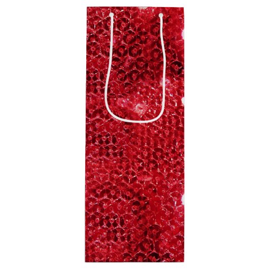 Faux Red Sequin Pattern Afbeelding Wijn Cadeautas (Voorkant)