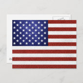 Faux Red White Blue Leather USA Briefkaart (Voorkant / Achterkant)
