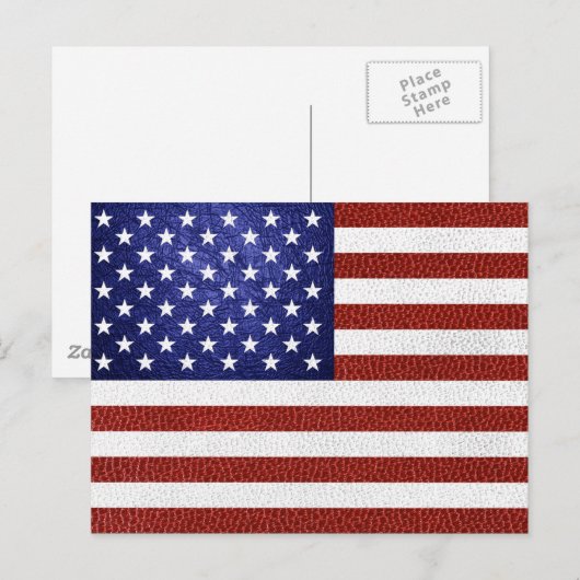 Faux Red White Blue Leather USA Briefkaart (Voorkant / Achterkant)
