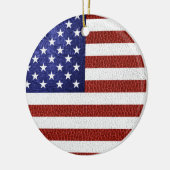 Faux Red White Blue Leather USA Keramisch Ornament (Links)