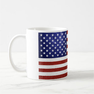Faux Red White Blue Leather USA Koffiemok