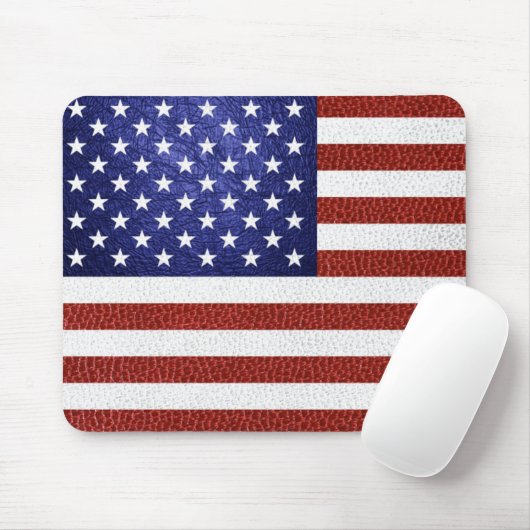 Faux Red White Blue Leather USA Muismat (Met muis)
