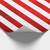 Faux Red White Horizontal Stripes "Snoep Stripe" Cadeaupapier (Hoek)