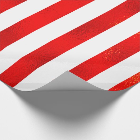 Faux Red White — Verticale strepen "Snoep Stripe" Cadeaupapier (Hoek)