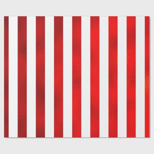 Faux Red White — Verticale strepen "Snoep Stripe" Cadeaupapier (Vlak)