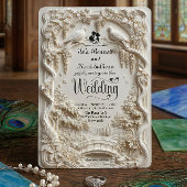 Faux Relief Carved Pastoral Birds Wedding Kaart