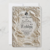 Faux Relief Carved Pastoral Birds Wedding Kaart (Voorkant)