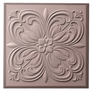 Faux Relief Dusty Roos Neoclassic Decorative Tegeltje