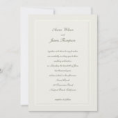 Faux reliëf Lijst Ecru Formal Classic Bruiloft Kaart (Voorkant)