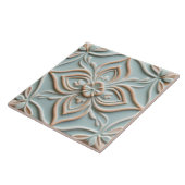 Faux Relief Mint Blauwe Bloem Boho Bloemen Tegeltje (Zijkant)